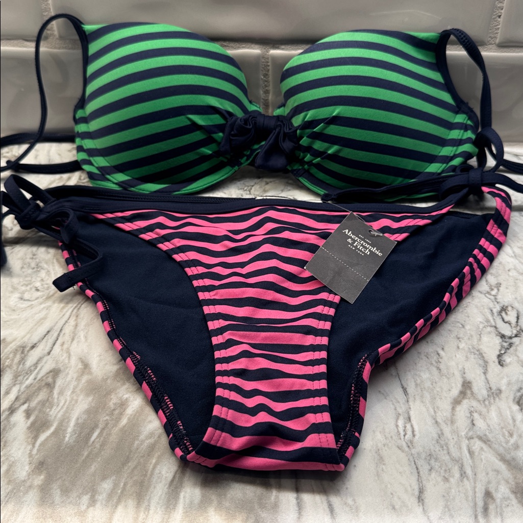 A&F Striped String Bikini Xs/S